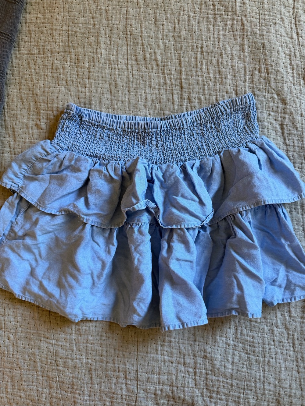 Light Blue Ruffle Smocked Waist Women’s Skirt